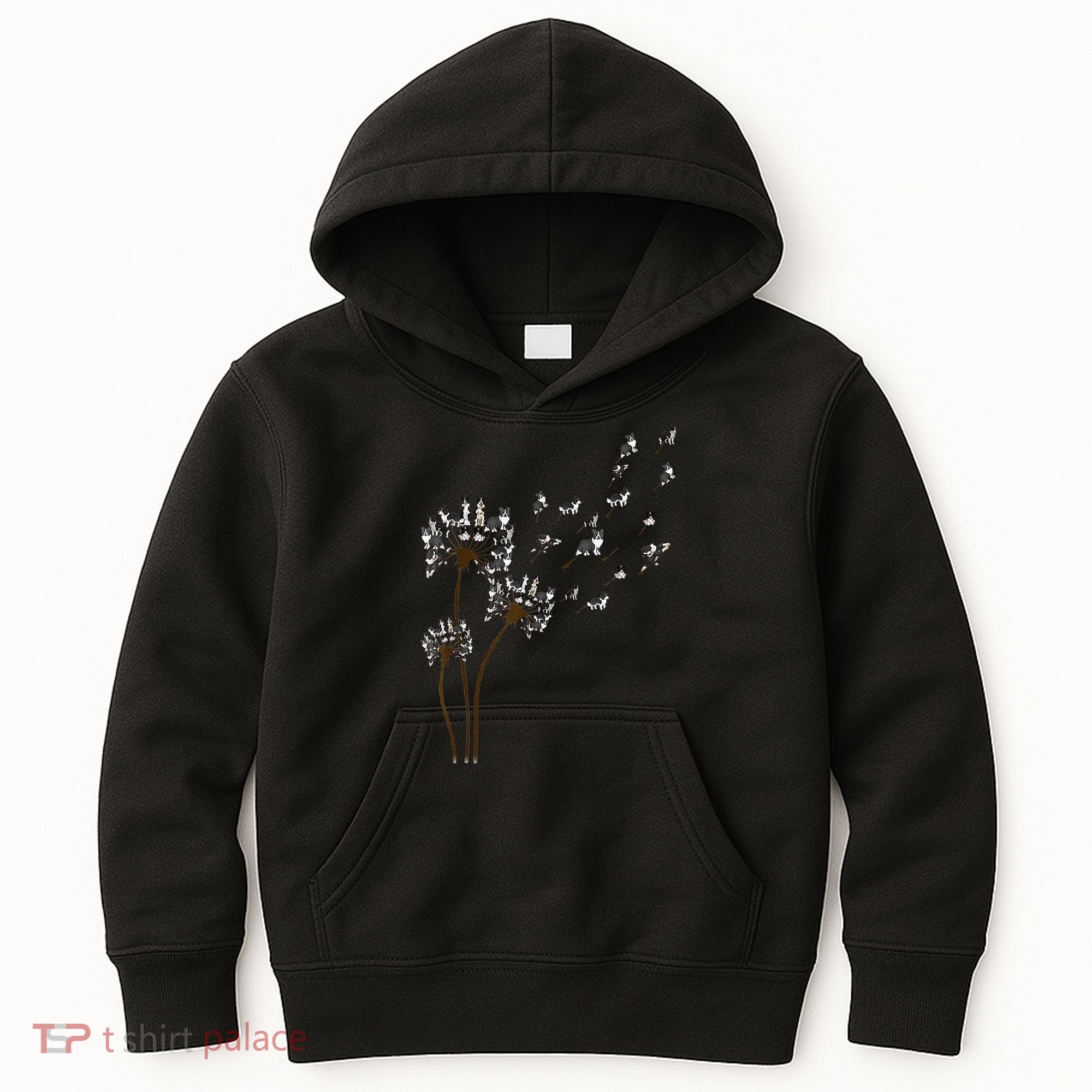 Border Collie Flower Fly Dandelion Funny Dog Kids Hoodie