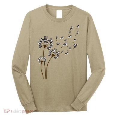 Border Collie Flower Fly Dandelion Funny Dog Long Sleeve Shirt