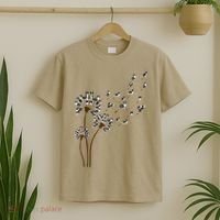 Border Collie Flower Fly Dandelion Funny Dog T-Shirt thumb 2