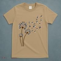 Border Collie Flower Fly Dandelion Funny Dog T-Shirt thumb 5