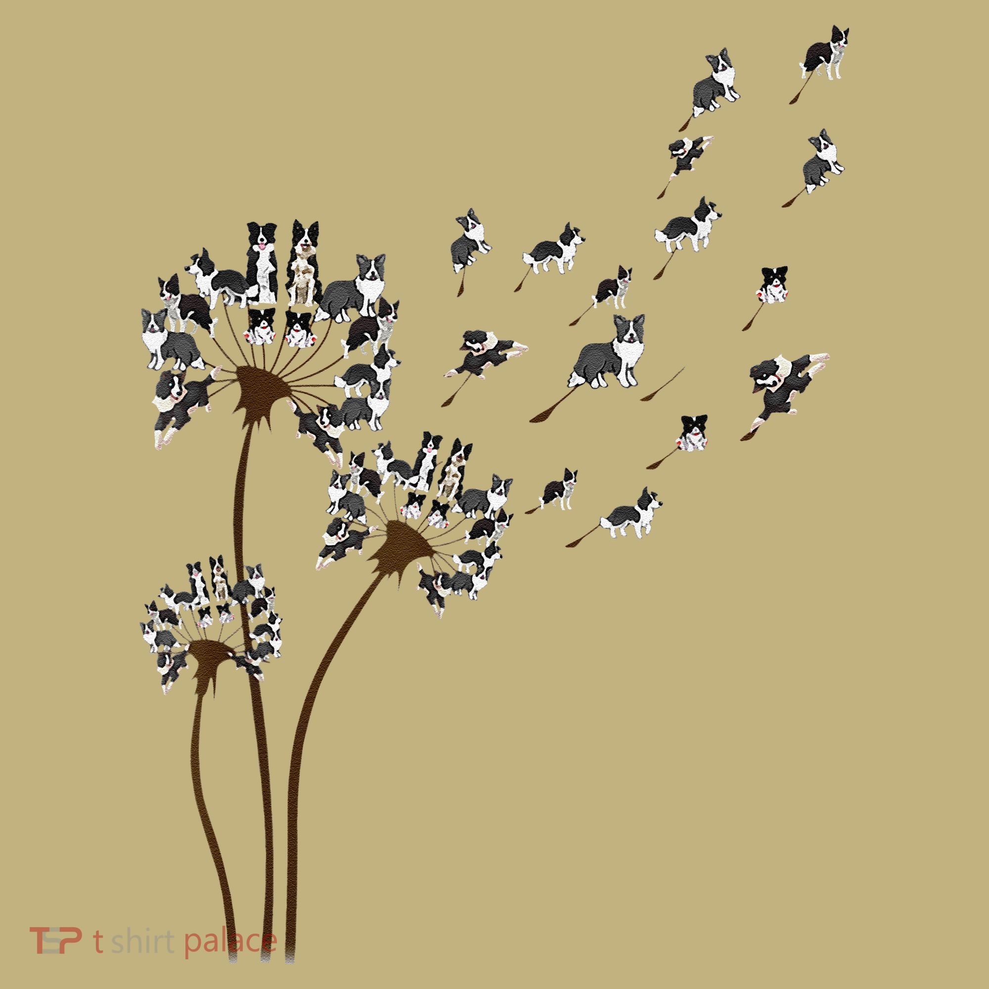 Border Collie Flower Fly Dandelion Funny Dog Polo