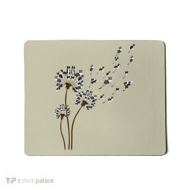 Border Collie Flower Fly Dandelion Funny Dog Mousepad
