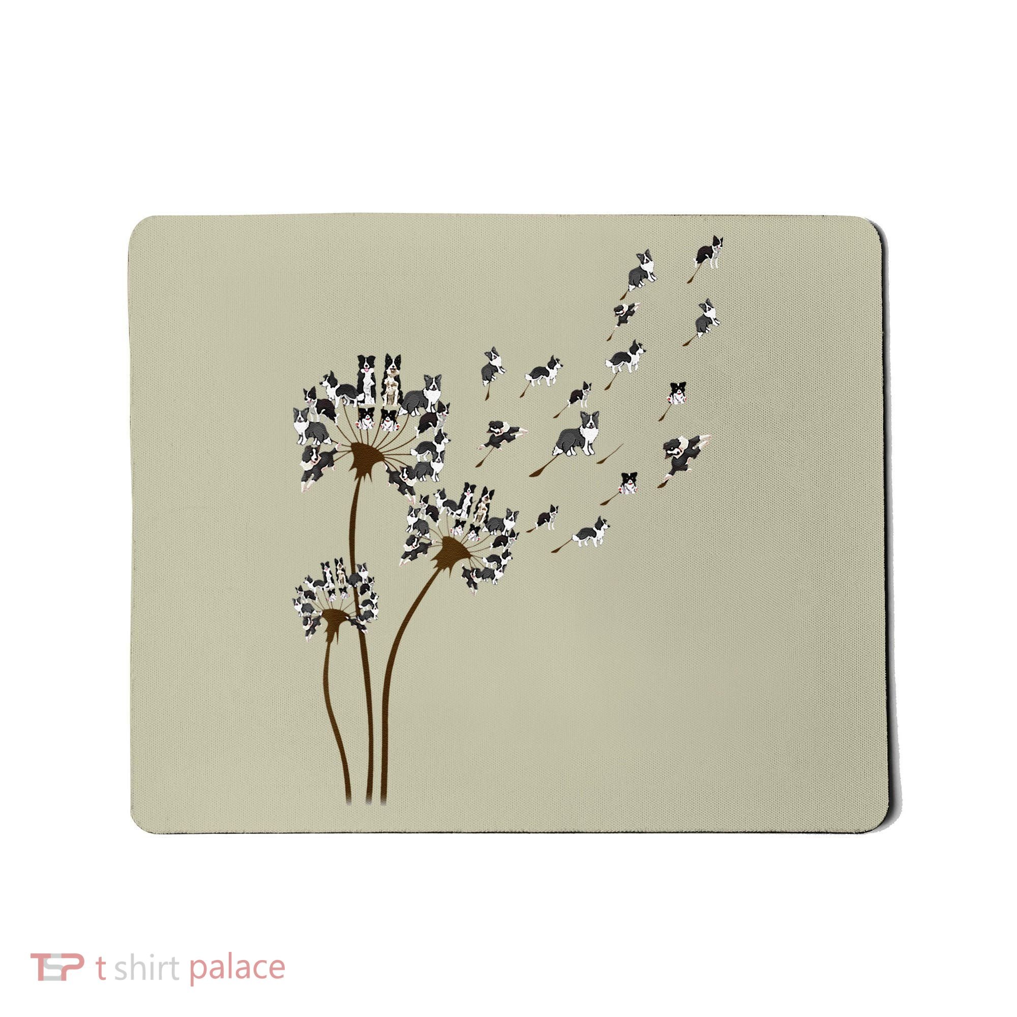 Border Collie Flower Fly Dandelion Funny Dog Mousepad