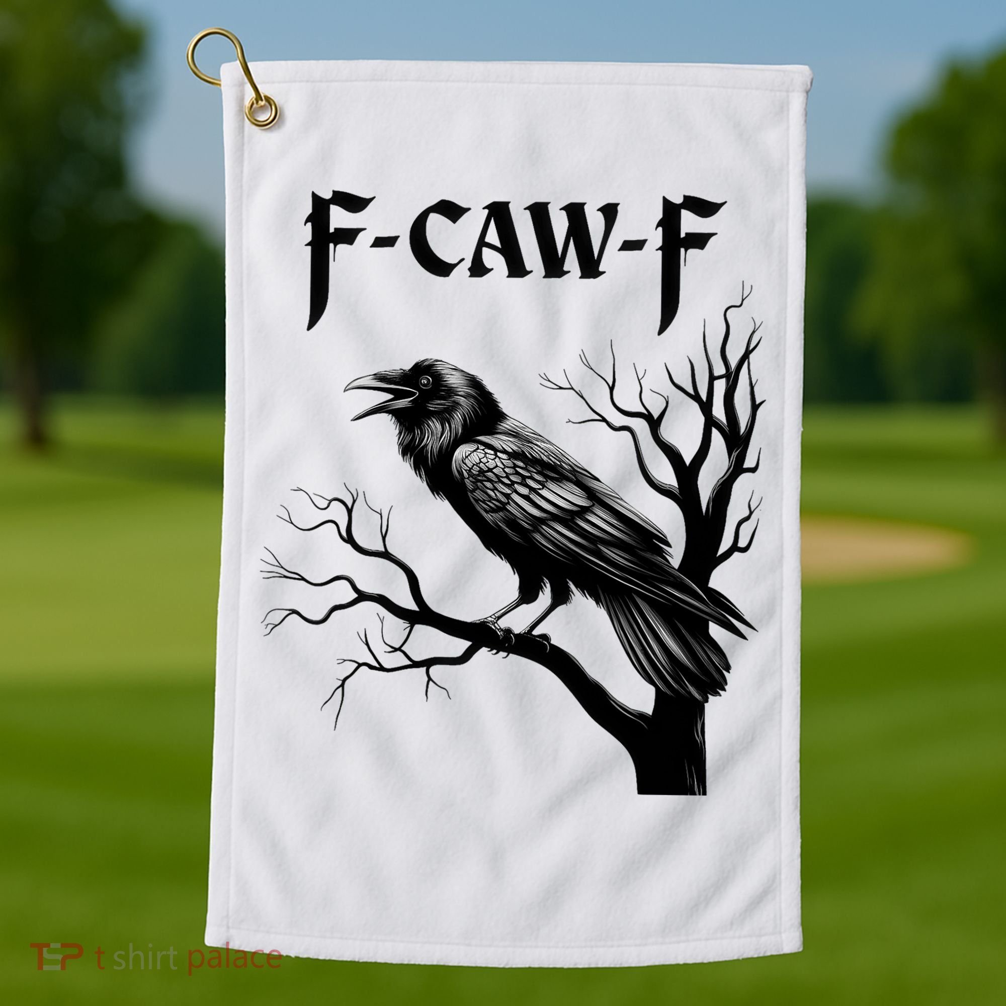Black Crow, F-Caw-F Black Bird Golf Towel