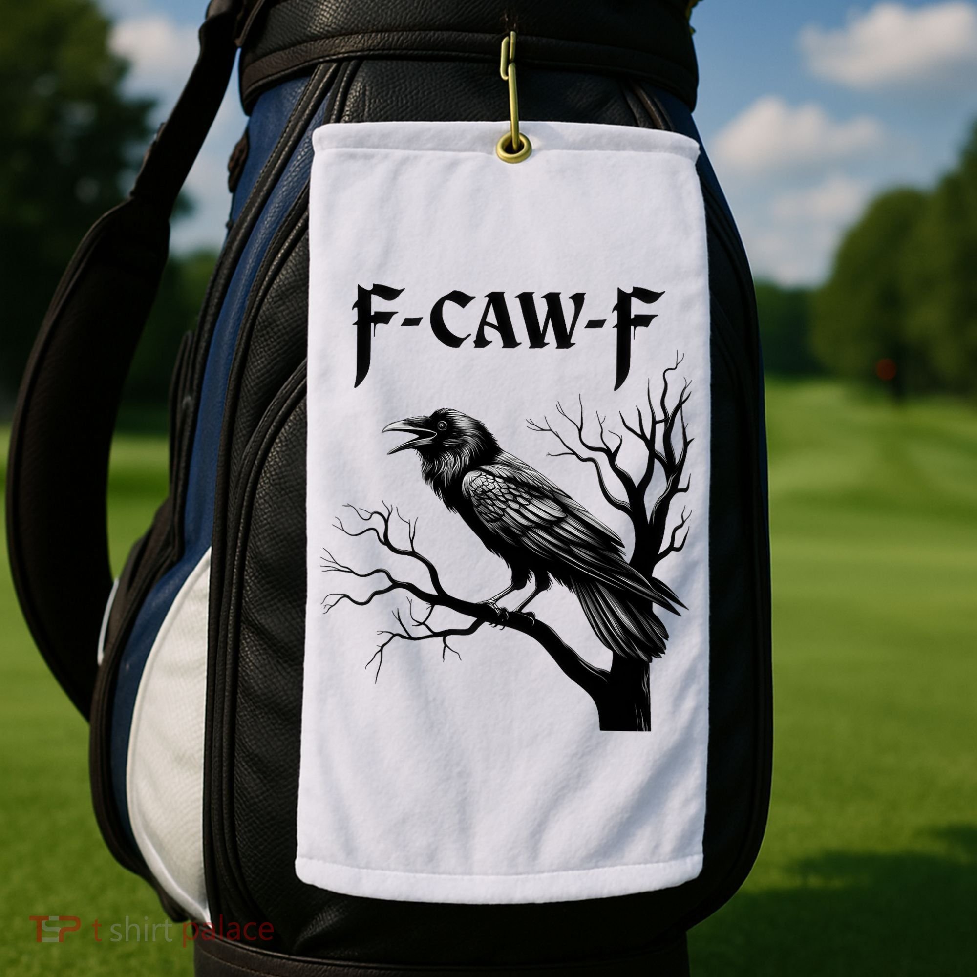 Black Crow, F-Caw-F Black Bird Golf Towel