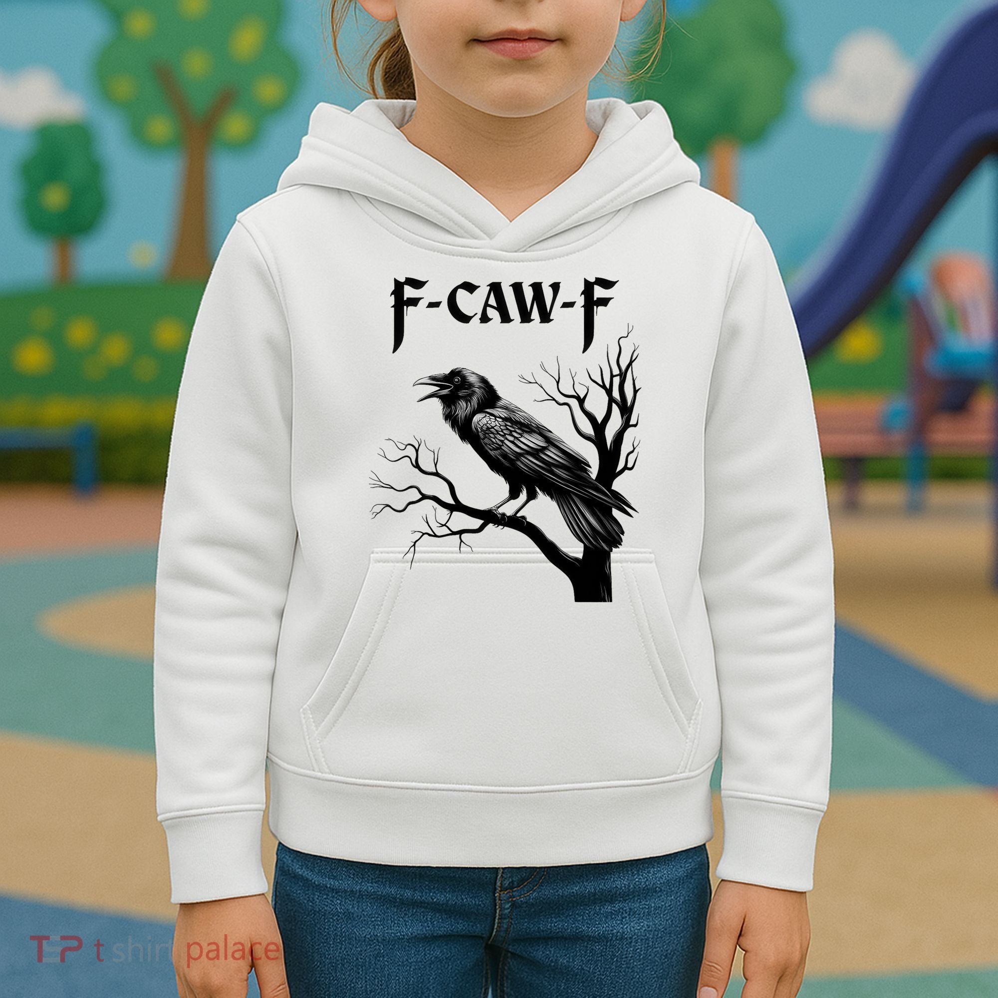 Black Crow, F-Caw-F Black Bird Kids Hoodie