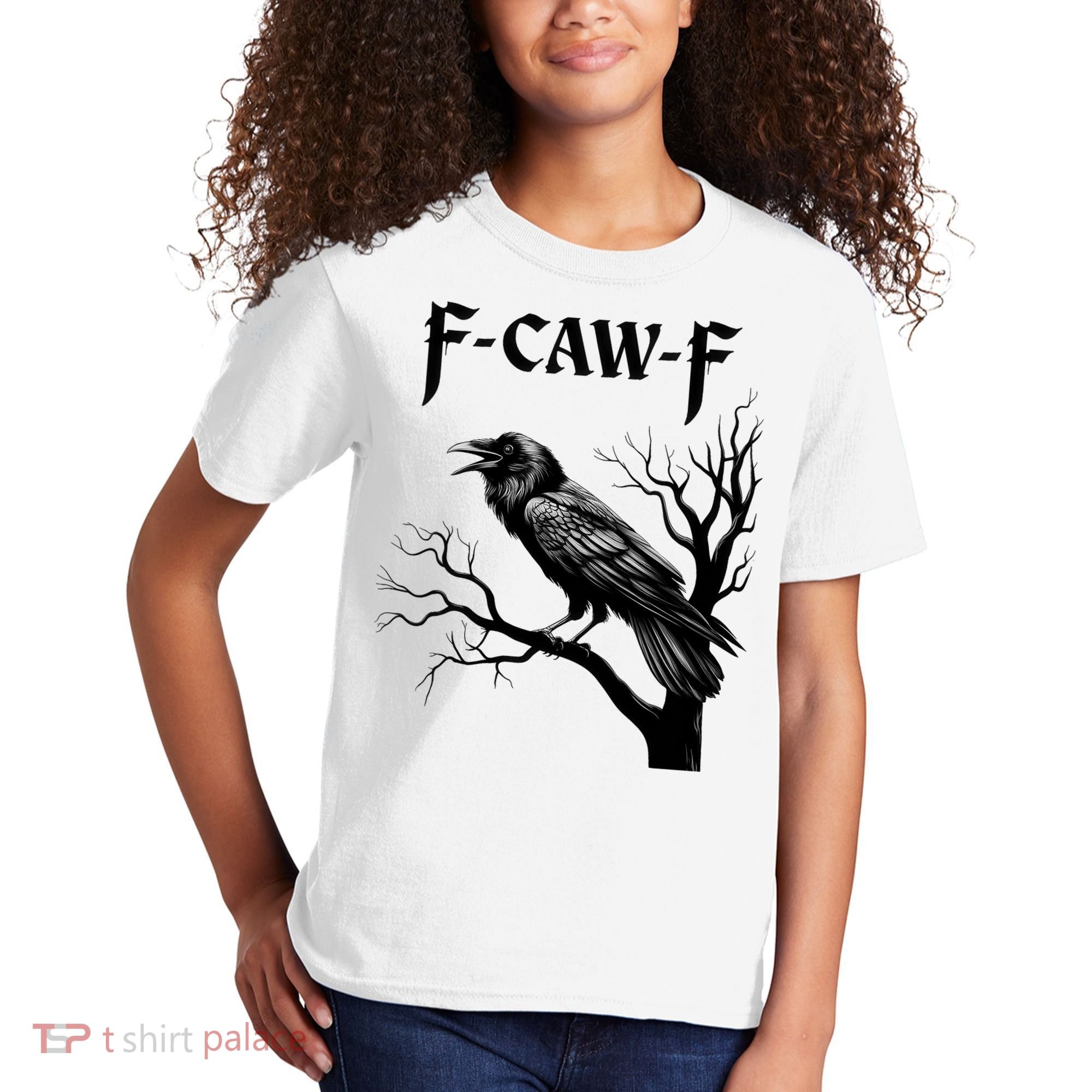 Black Crow, F-Caw-F Black Bird Kids T-Shirt