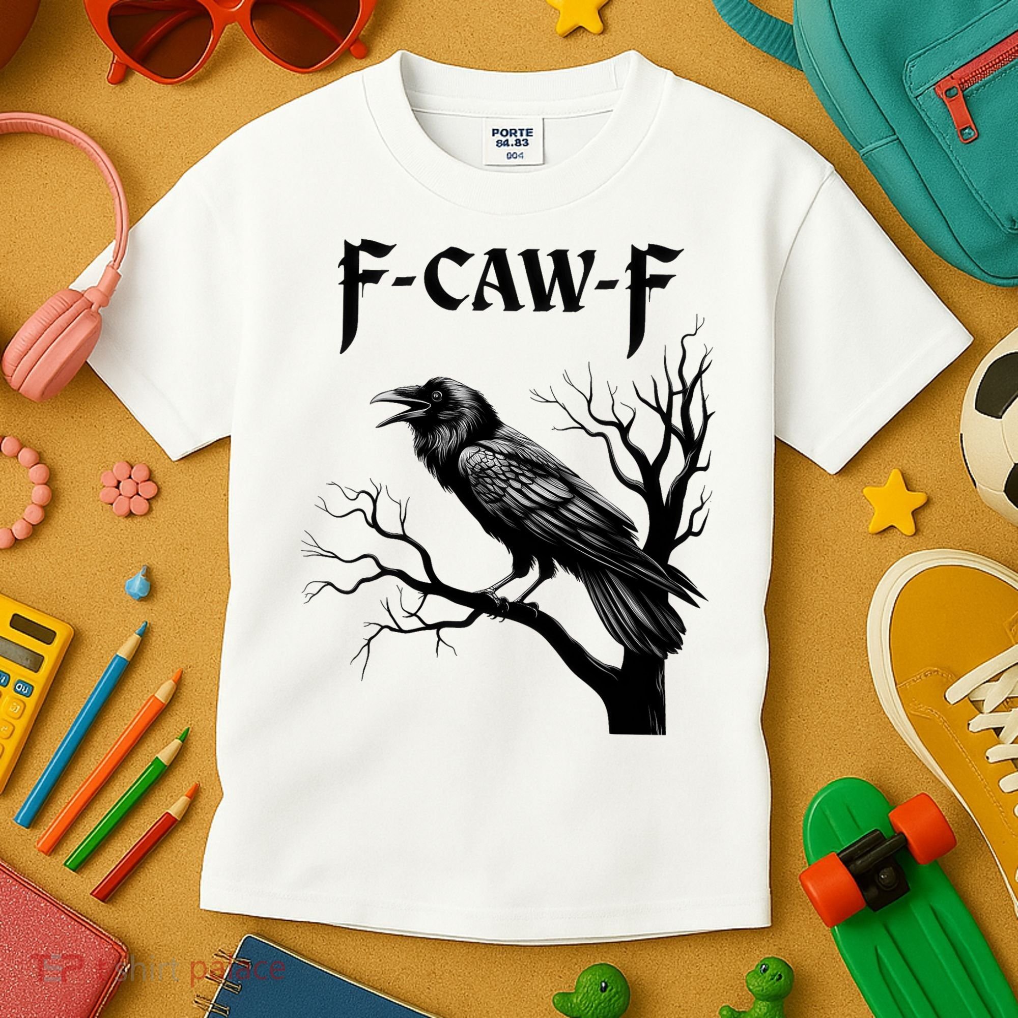 Black Crow, F-Caw-F Black Bird Kids T-Shirt
