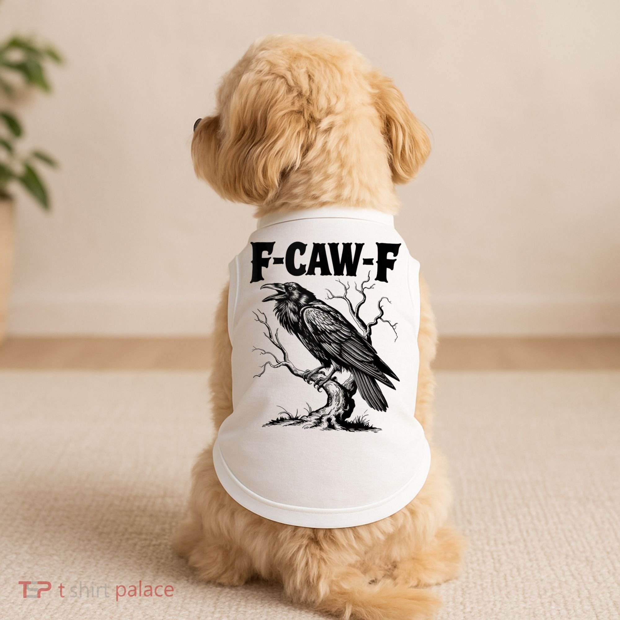 Black Crow, F-Caw-F Funny Black Bird Lover Doggie Tank