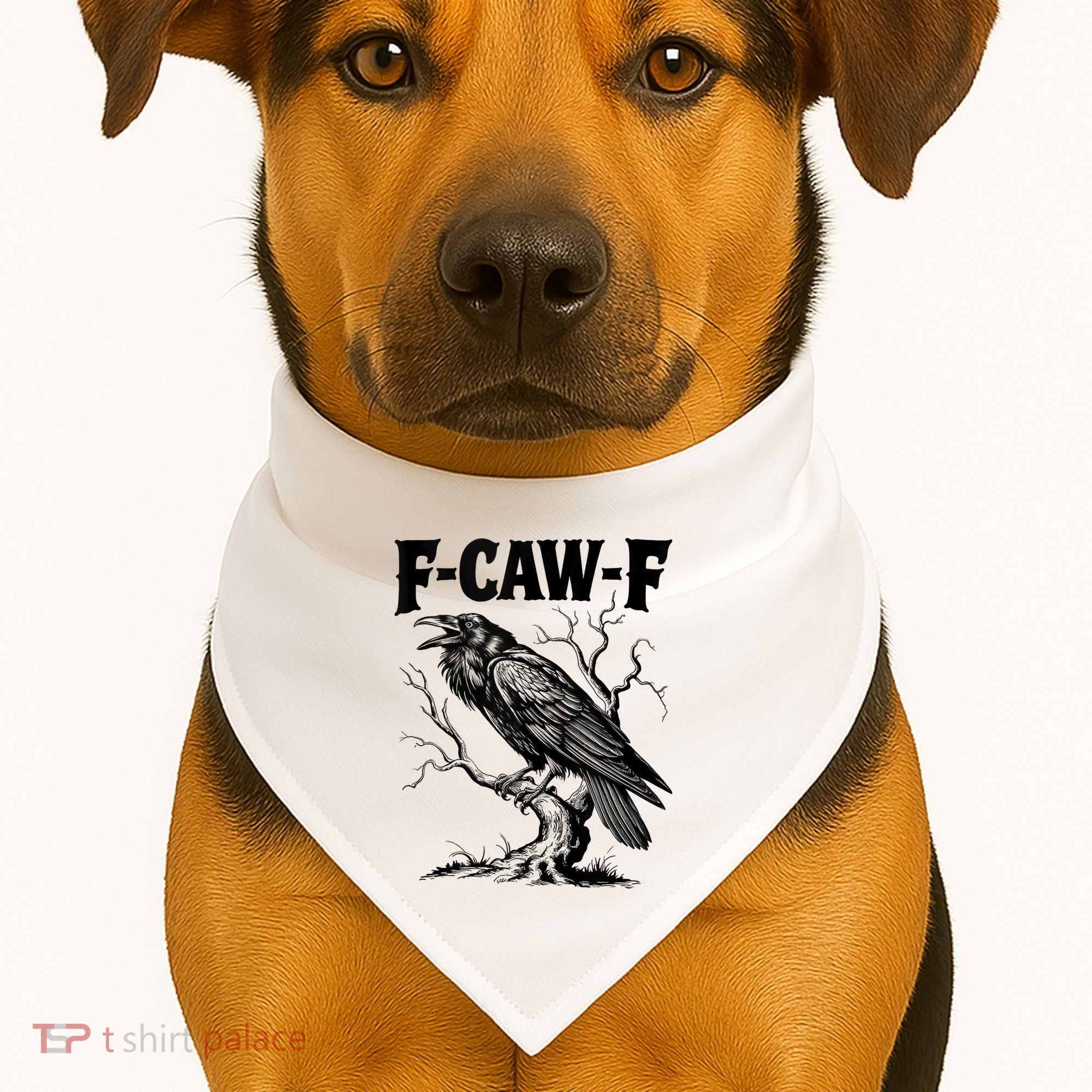 Black Crow, F-Caw-F Funny Black Bird Lover USA-Made Doggie Bandana