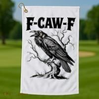Black Crow, F-Caw-F Funny Black Bird Lover Golf Towel thumb 1