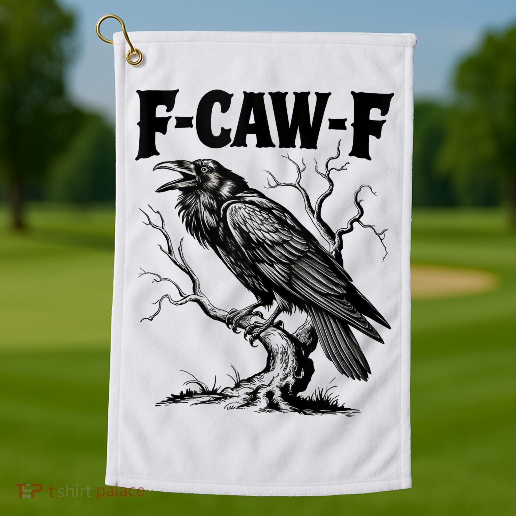 Black Crow, F-Caw-F Funny Black Bird Lover Golf Towel