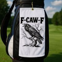 Black Crow, F-Caw-F Funny Black Bird Lover Golf Towel thumb 2