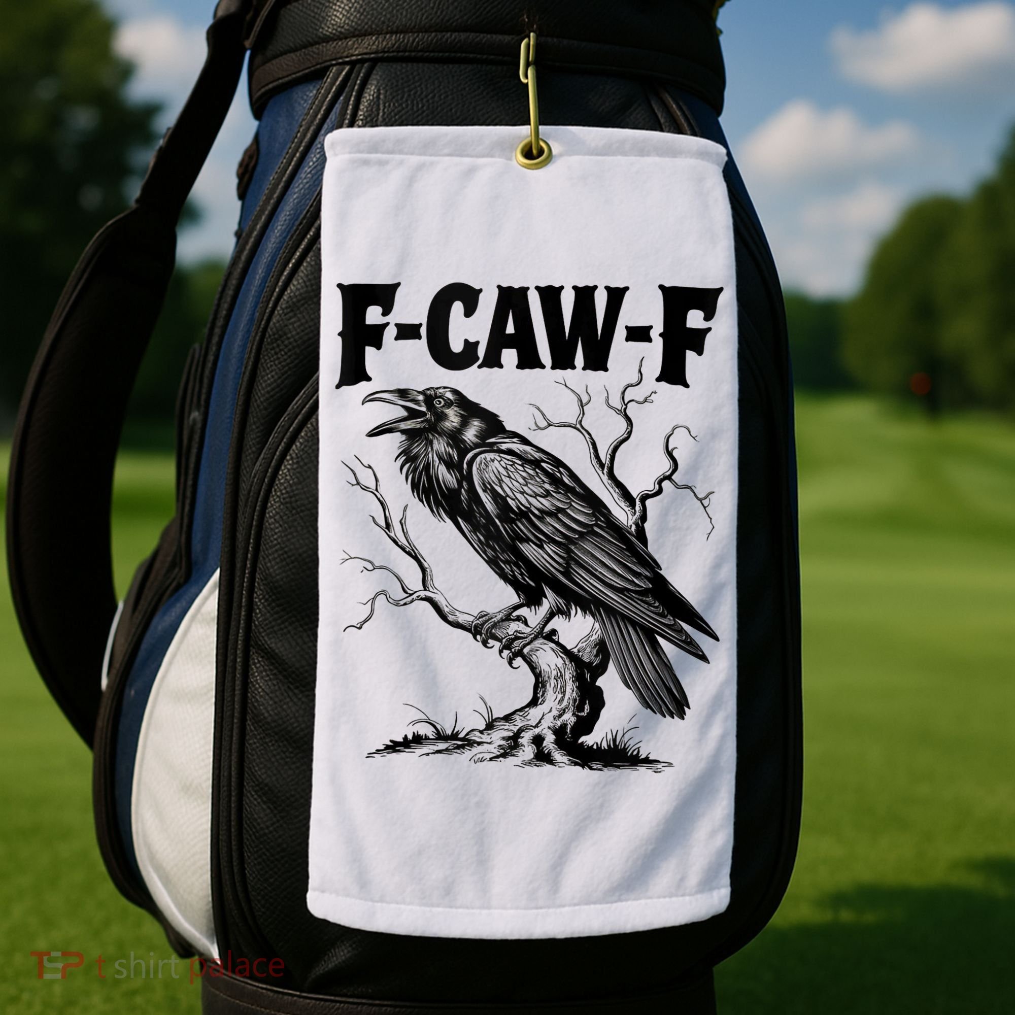 Black Crow, F-Caw-F Funny Black Bird Lover Golf Towel