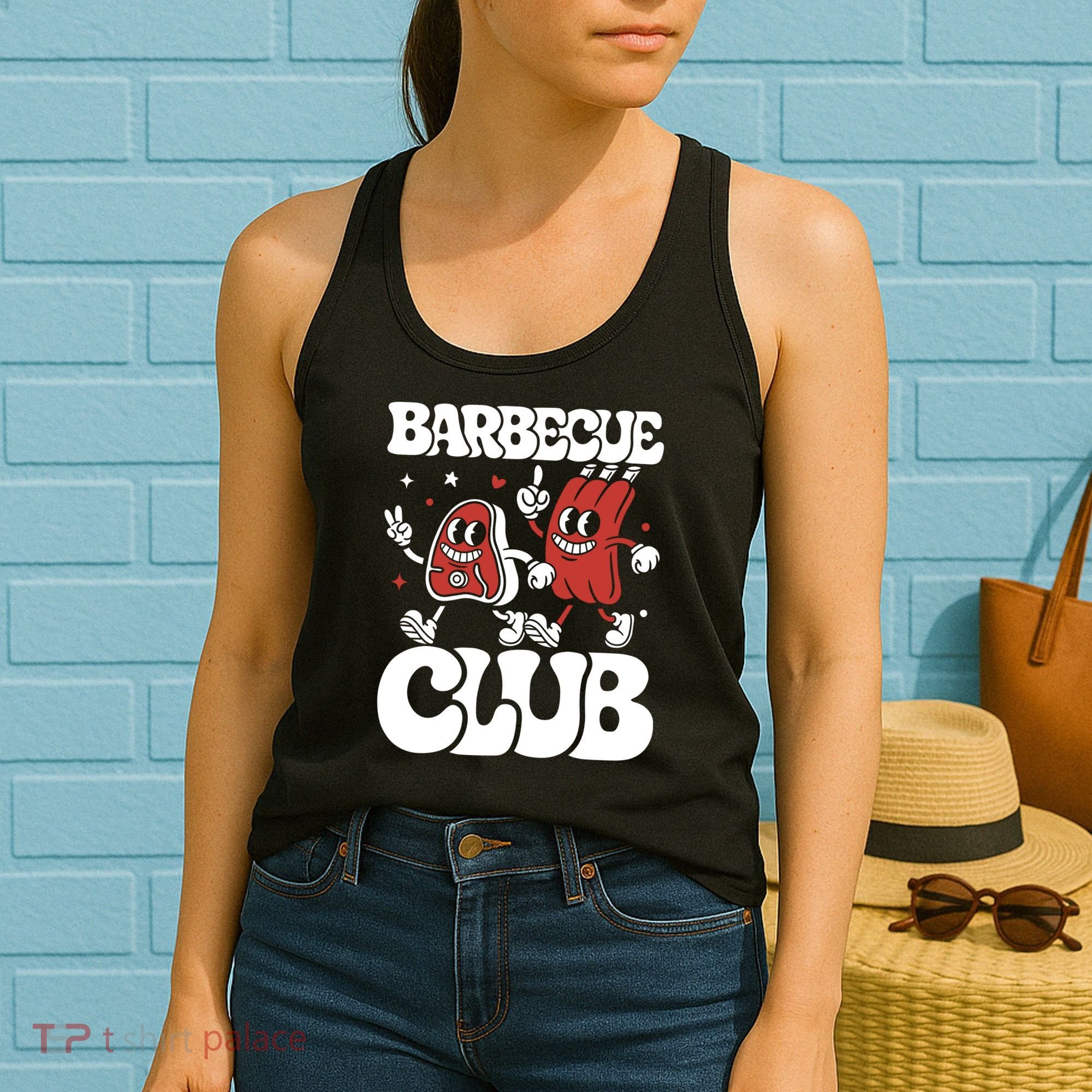 Barbecue Club Funny Cartoon Meat Lovers Retro Women's Tank Top