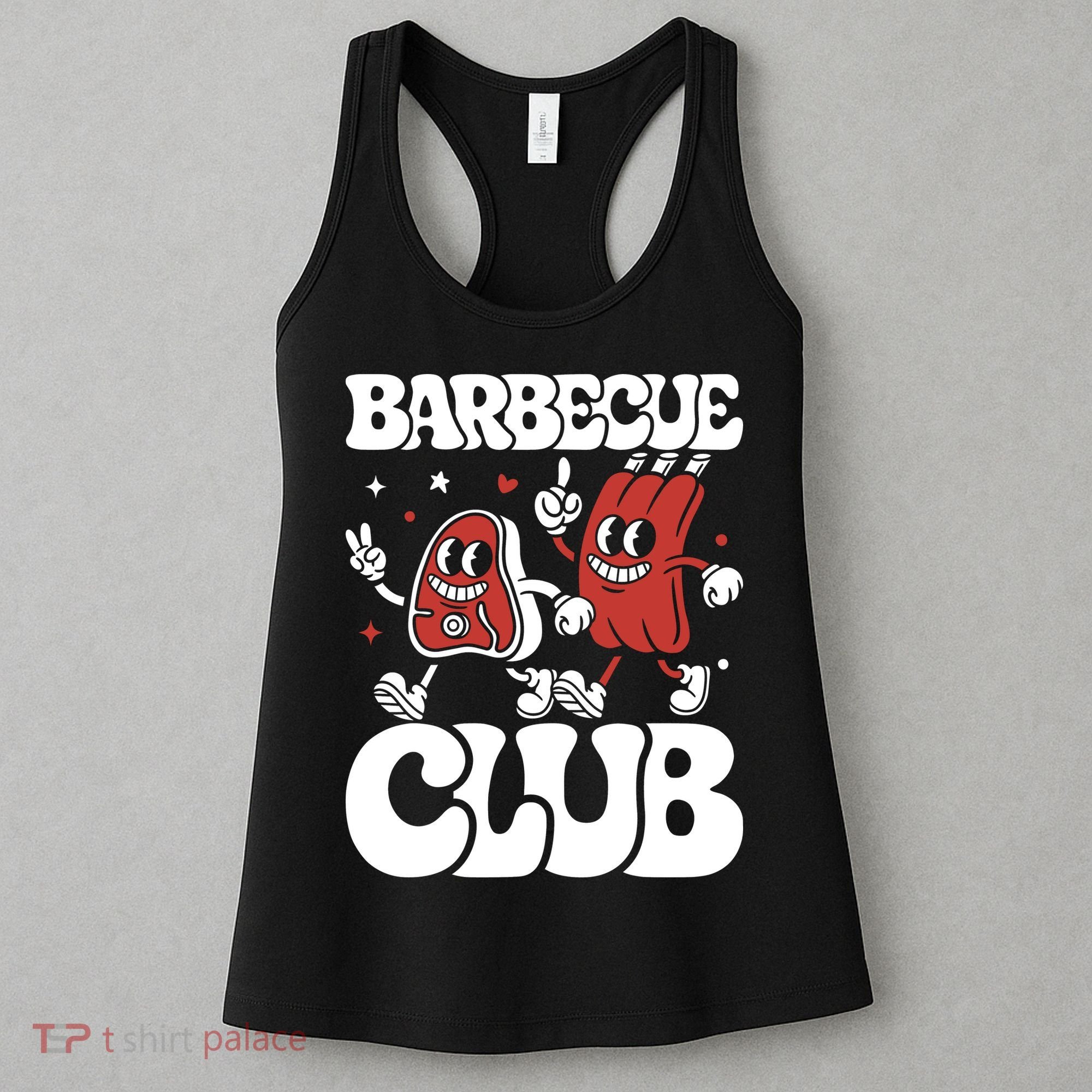 Barbecue Club Funny Cartoon Meat Lovers Retro Women's Tank Top