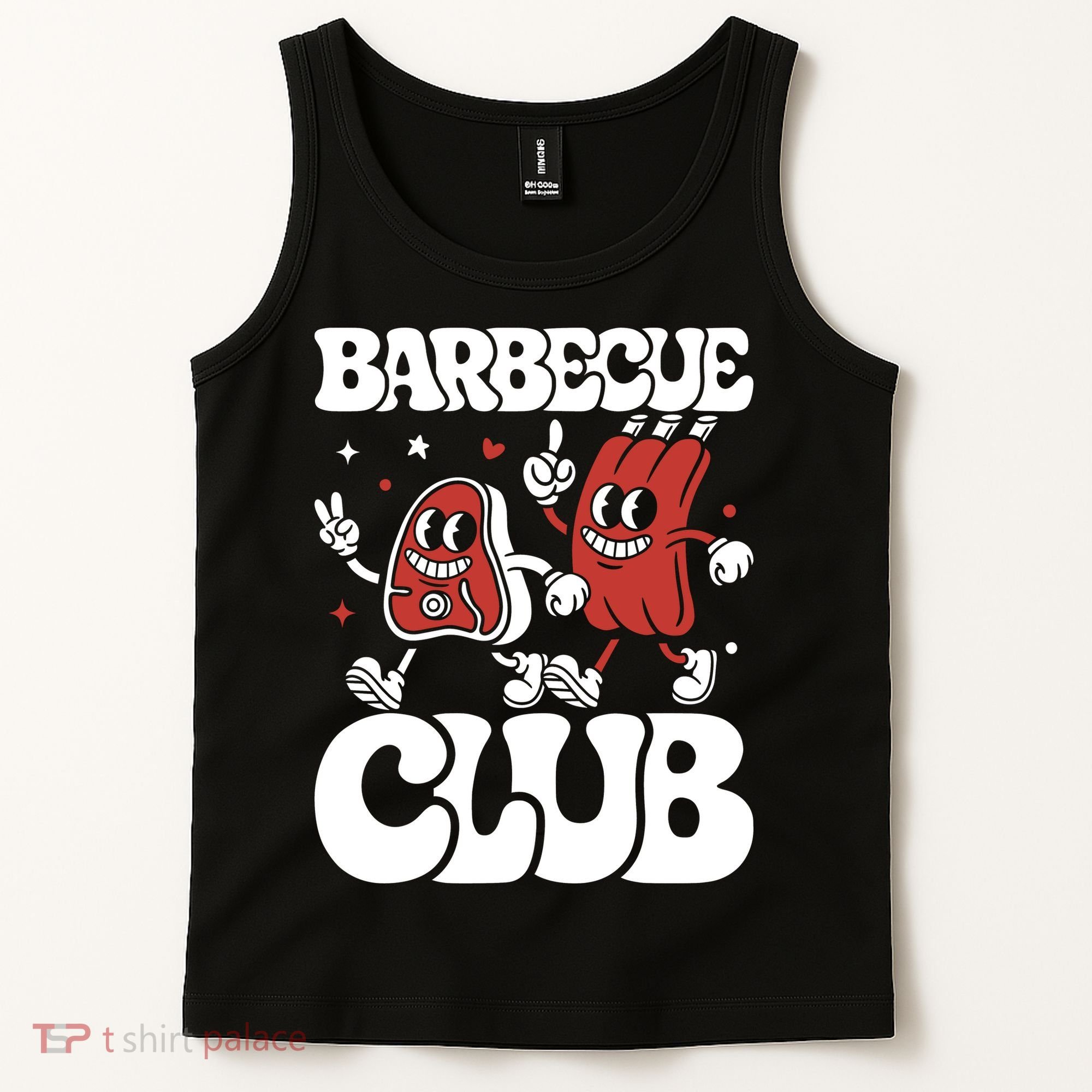 Barbecue Club Funny Cartoon Meat Lovers Retro Tank Top