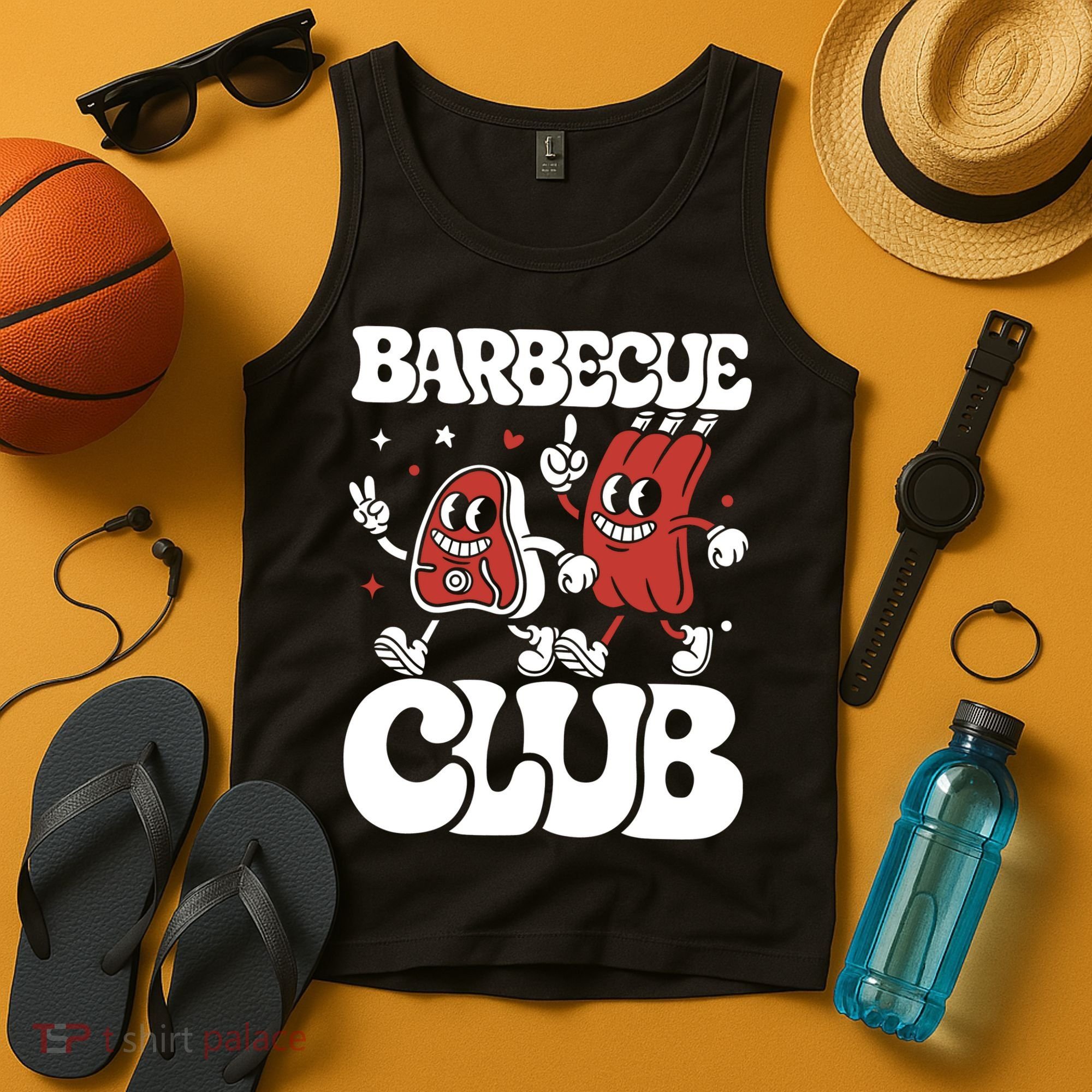 Barbecue Club Funny Cartoon Meat Lovers Retro Tank Top