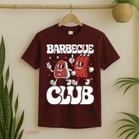 Barbecue Club Funny Cartoon Meat Lovers Retro T-Shirt thumb 2