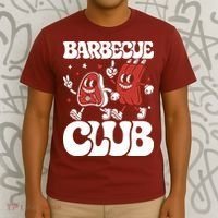 Barbecue Club Funny Cartoon Meat Lovers Retro T-Shirt thumb 3