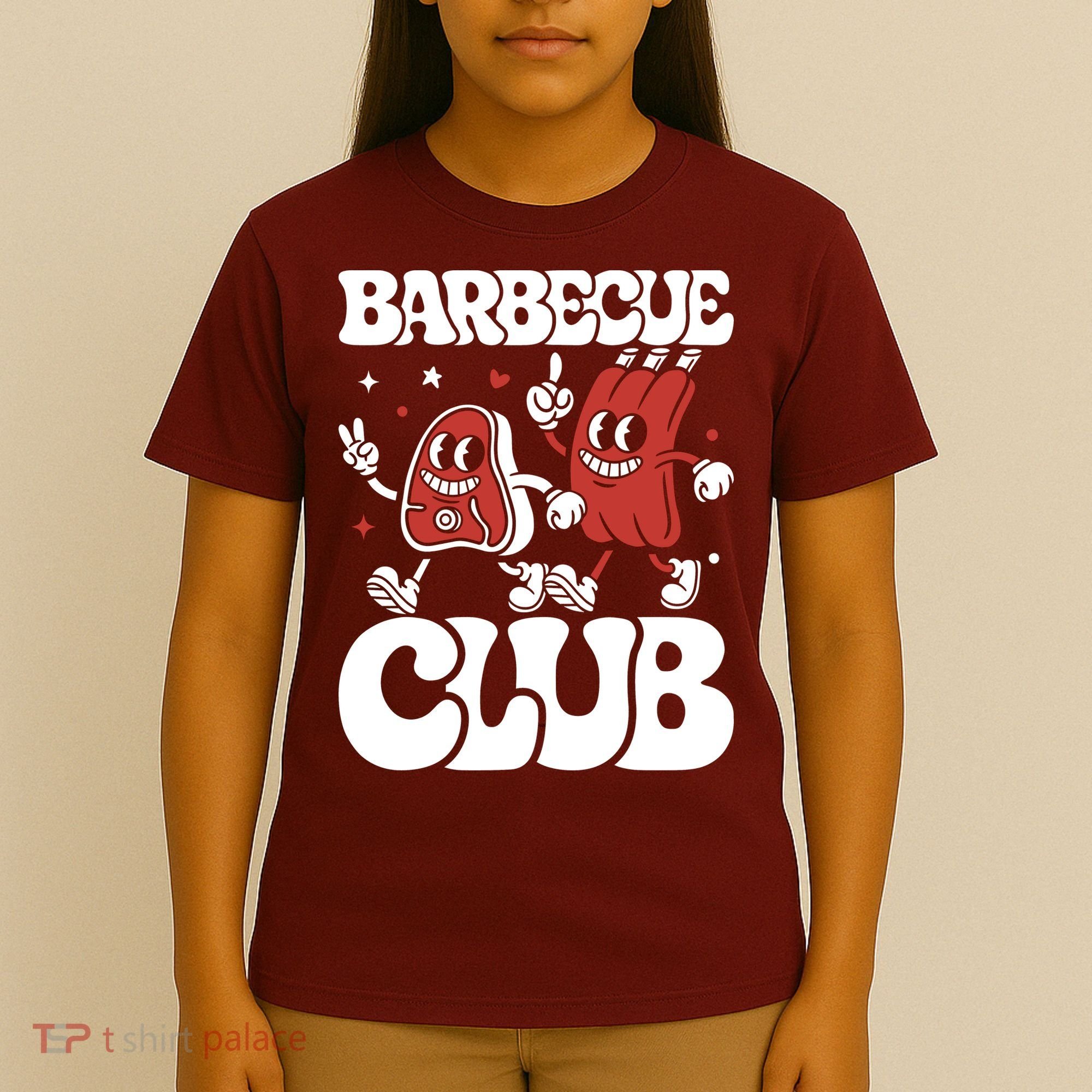Barbecue Club Funny Cartoon Meat Lovers Retro T-Shirt