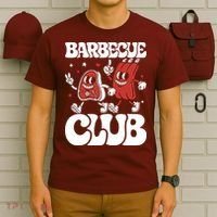 Barbecue Club Funny Cartoon Meat Lovers Retro T-Shirt thumb 6