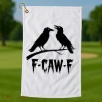 Black Crow, F-Caw-F Funny Black Bird Lover Golf Towel thumb 1