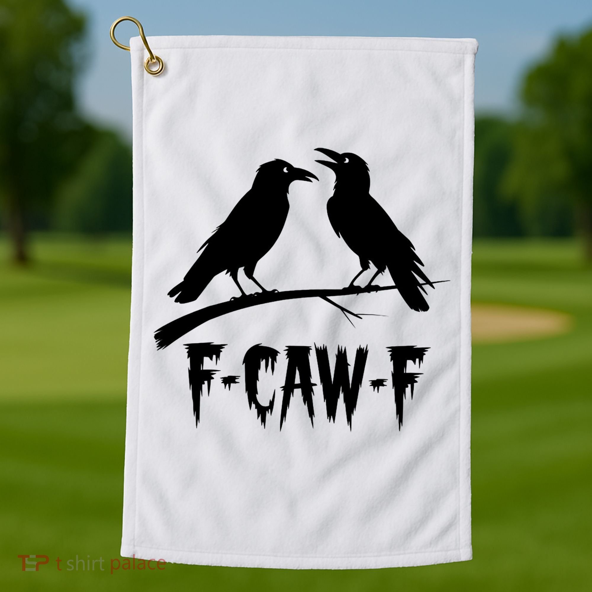 Black Crow, F-Caw-F Funny Black Bird Lover Golf Towel
