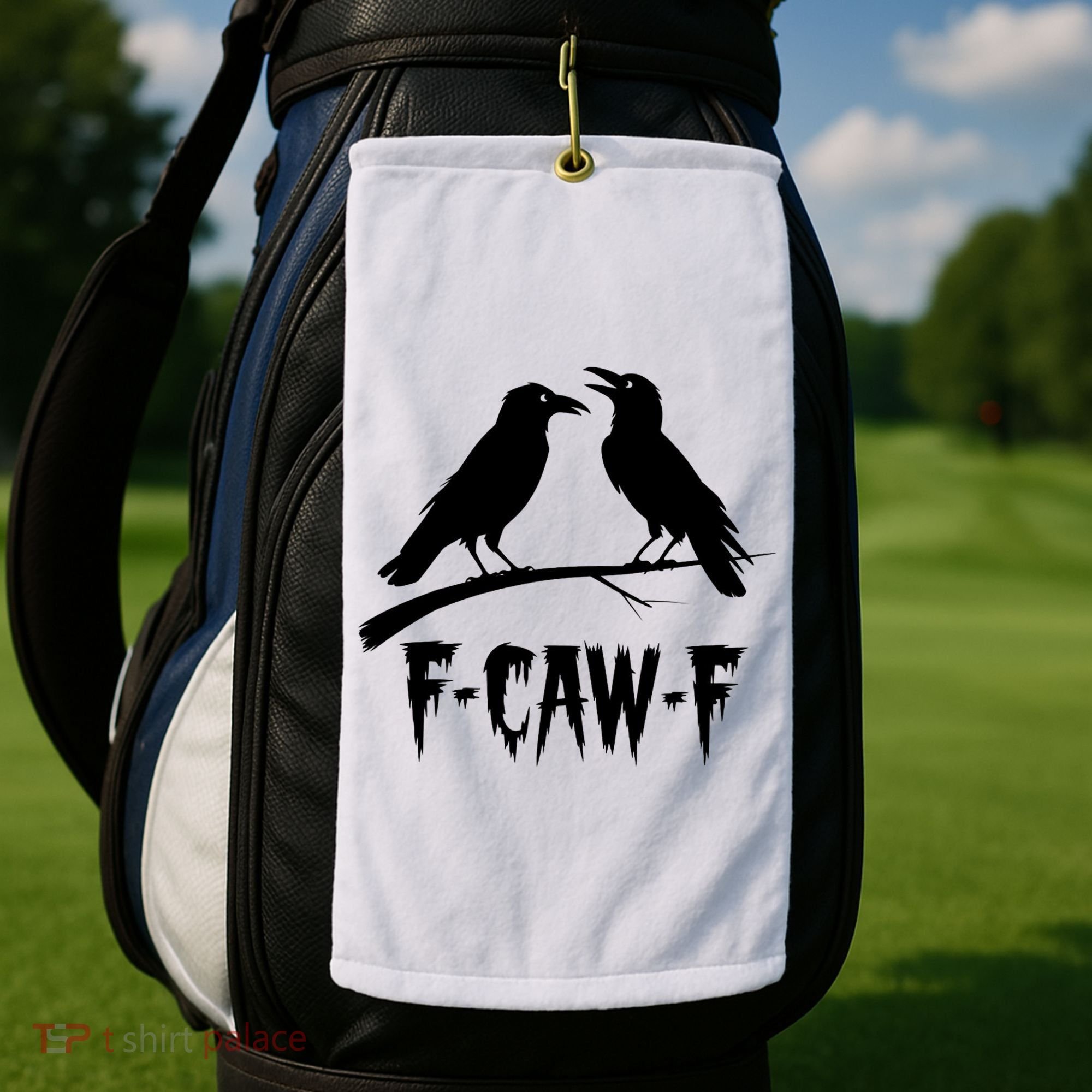 Black Crow, F-Caw-F Funny Black Bird Lover Golf Towel