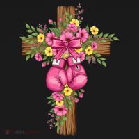 Breast Cancer Fight Boxing Gloves Cross Christian Sweatshirt thumb 3