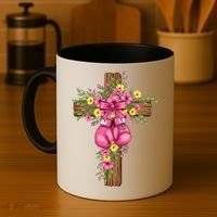 Breast Cancer Fight Boxing Gloves Cross Christian Coffee Mug thumb 4