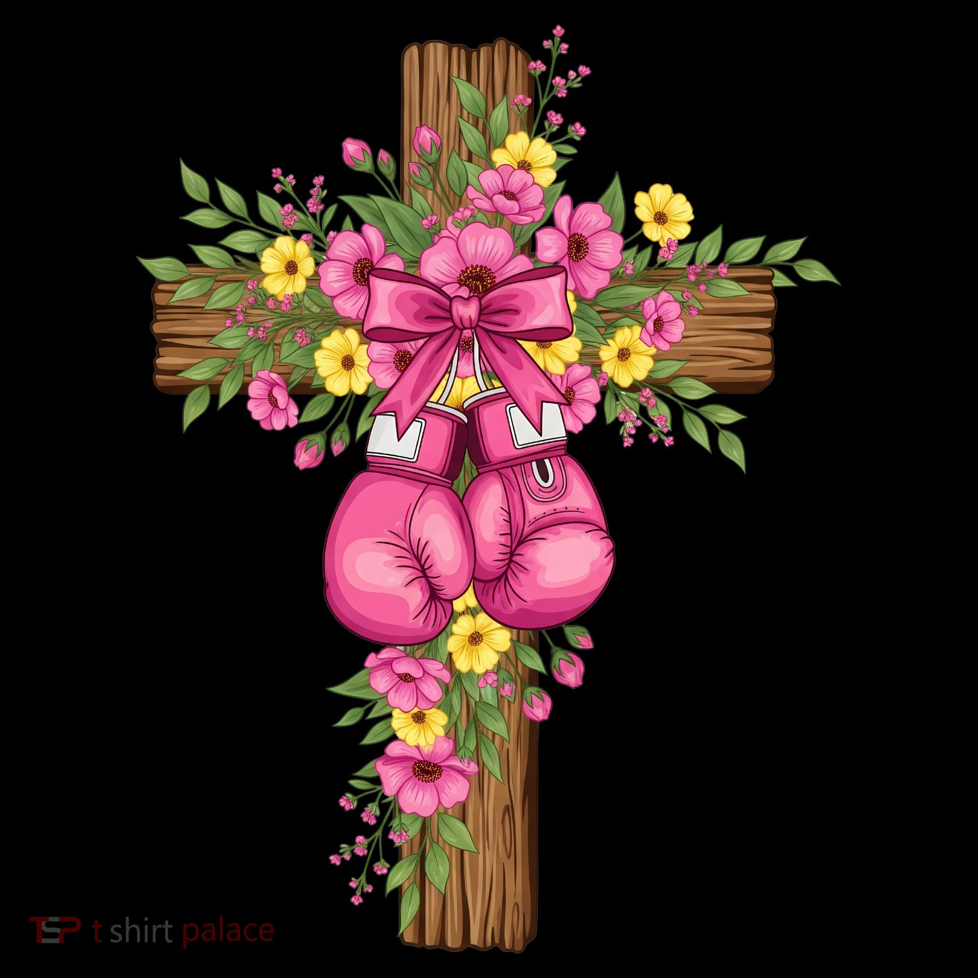 Breast Cancer Fight Boxing Gloves Cross Christian Coffee Mug