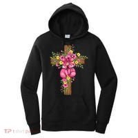 Breast Cancer Fight Boxing Gloves Cross Christian Women's Hoodie thumb 0