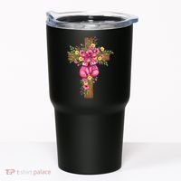 Breast Cancer Fight Boxing Gloves Cross Christian Tumbler thumb 0