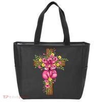 Breast Cancer Fight Boxing Gloves Cross Christian Tote Bag thumb 0