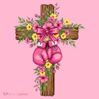 Breast Cancer Fight Boxing Gloves Cross Christian Coaster thumb 2
