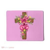Breast Cancer Fight Boxing Gloves Cross Christian Mousepad thumb 0