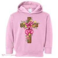 Breast Cancer Fight Boxing Gloves Cross Christian Toddler Hoodie thumb 0