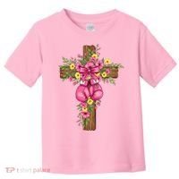 Breast Cancer Fight Boxing Gloves Cross Christian Toddler T-Shirt thumb 0