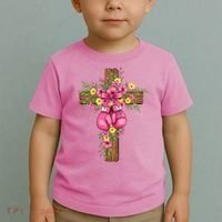 Breast Cancer Fight Boxing Gloves Cross Christian Toddler T-Shirt thumb 2
