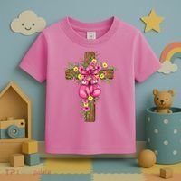 Breast Cancer Fight Boxing Gloves Cross Christian Toddler T-Shirt thumb 3