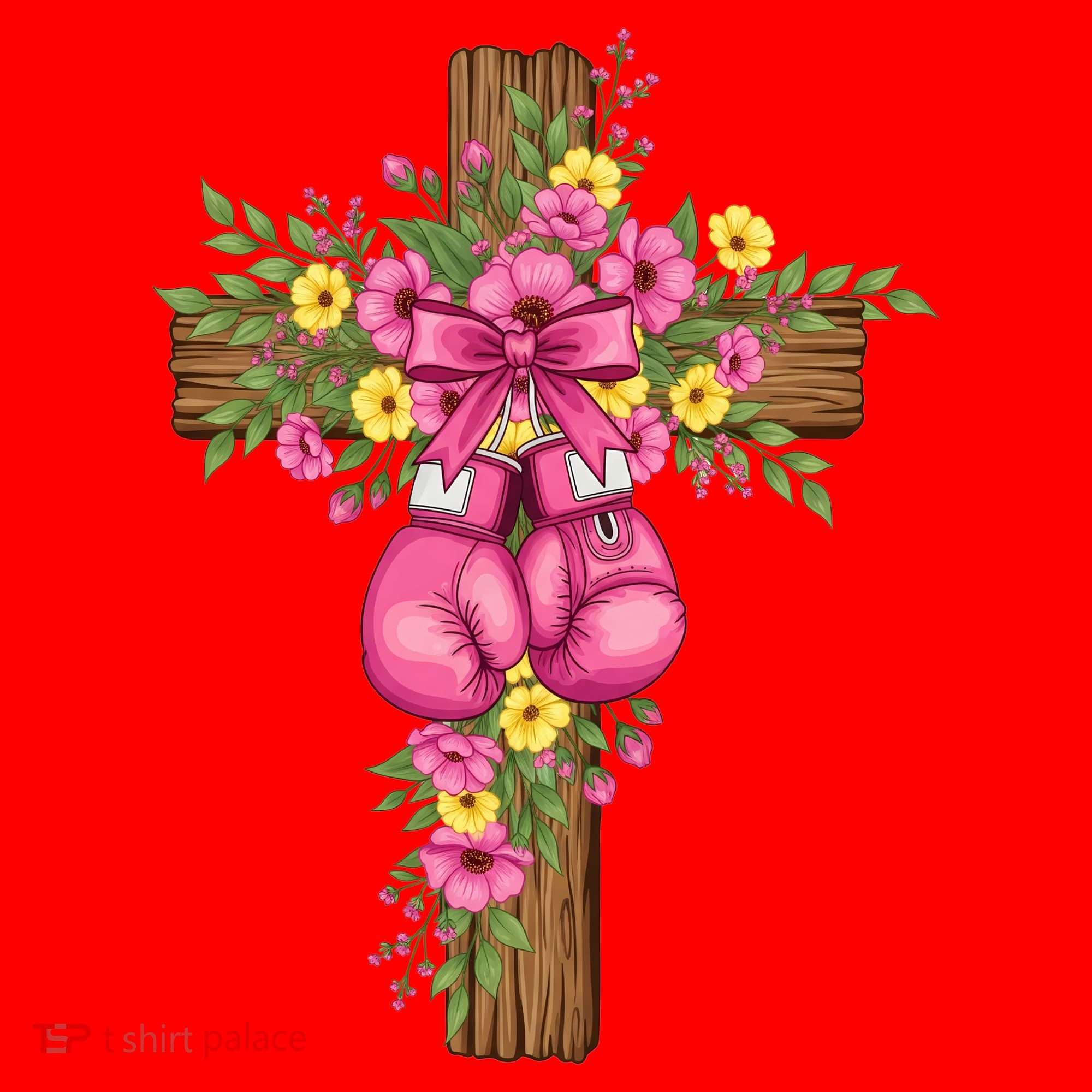 Breast Cancer Fight Boxing Gloves Cross Christian Santa Hat