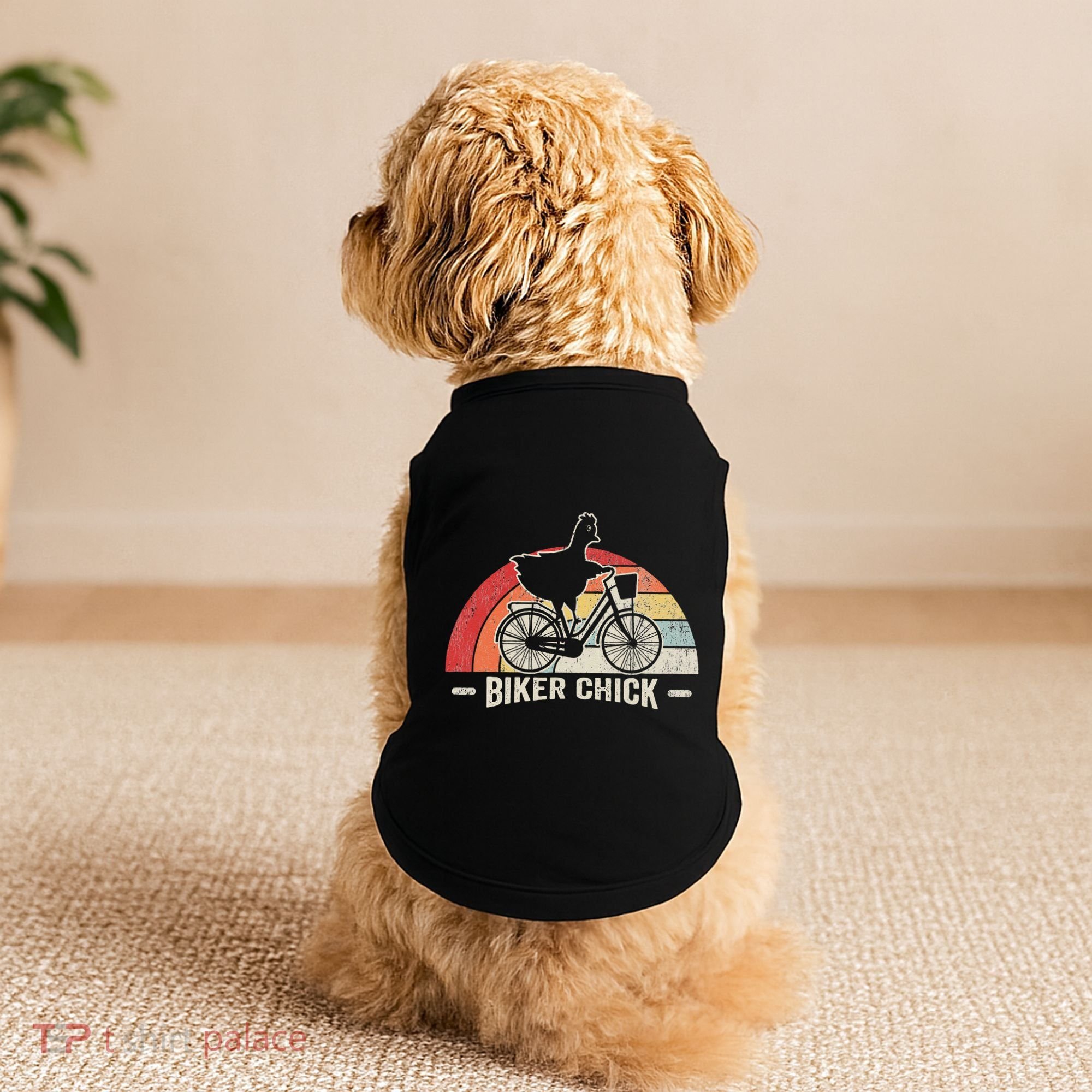 Biker Chick Funny Chicken Bicycle Art Doggie Tank