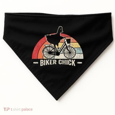 Biker Chick Funny Chicken Bicycle Art USA-Made Doggie Bandana