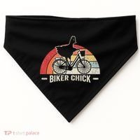 Biker Chick Funny Chicken Bicycle Art USA-Made Doggie Bandana thumb 0