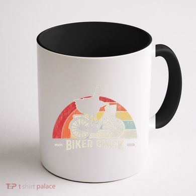 Biker Chick Funny Chicken Bicycle Art Coffee Mug back