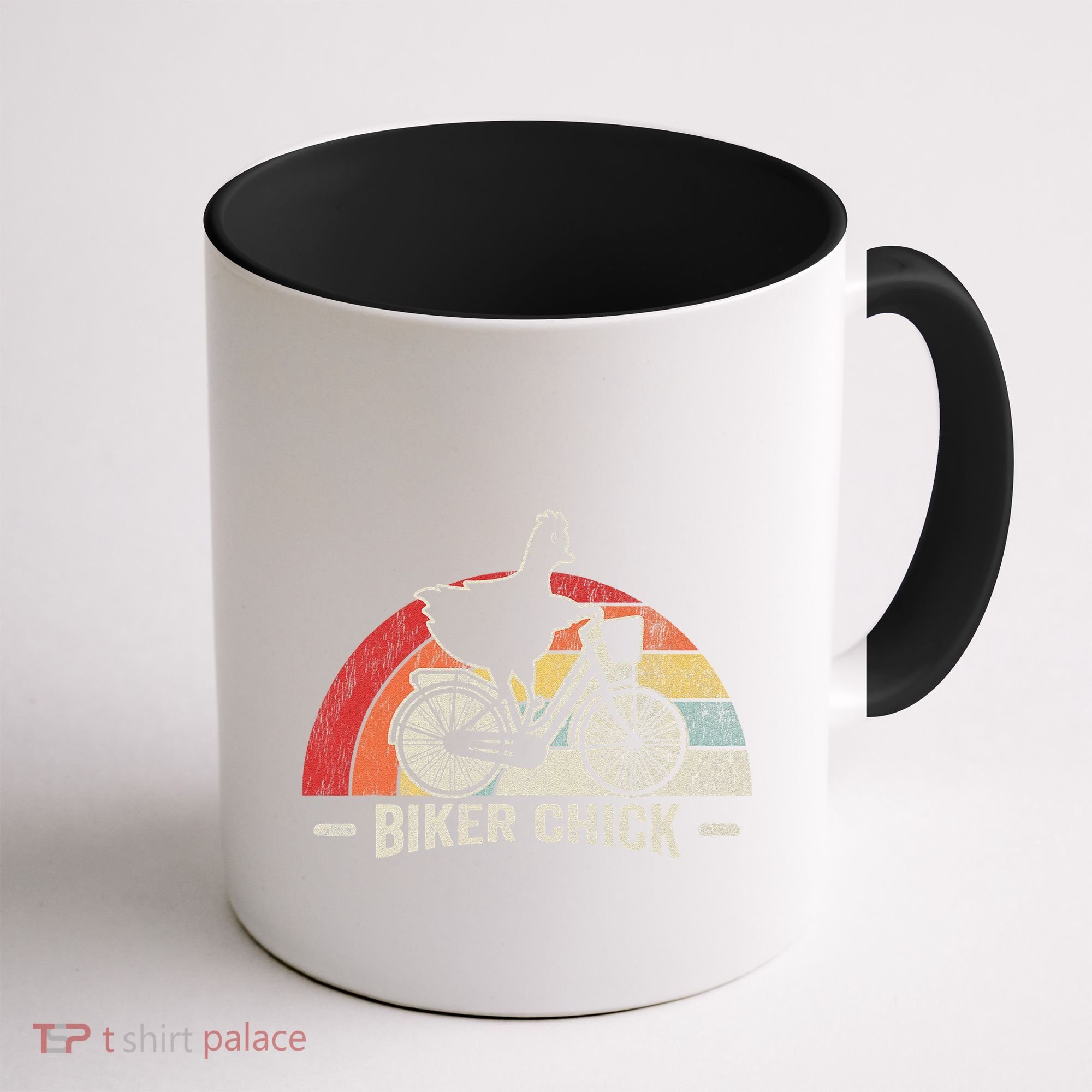 Biker Chick Funny Chicken Bicycle Art Coffee Mug