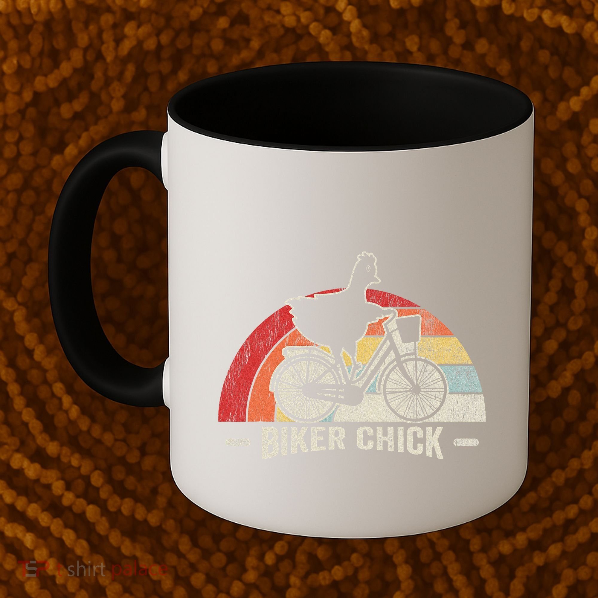 Biker Chick Funny Chicken Bicycle Art Coffee Mug