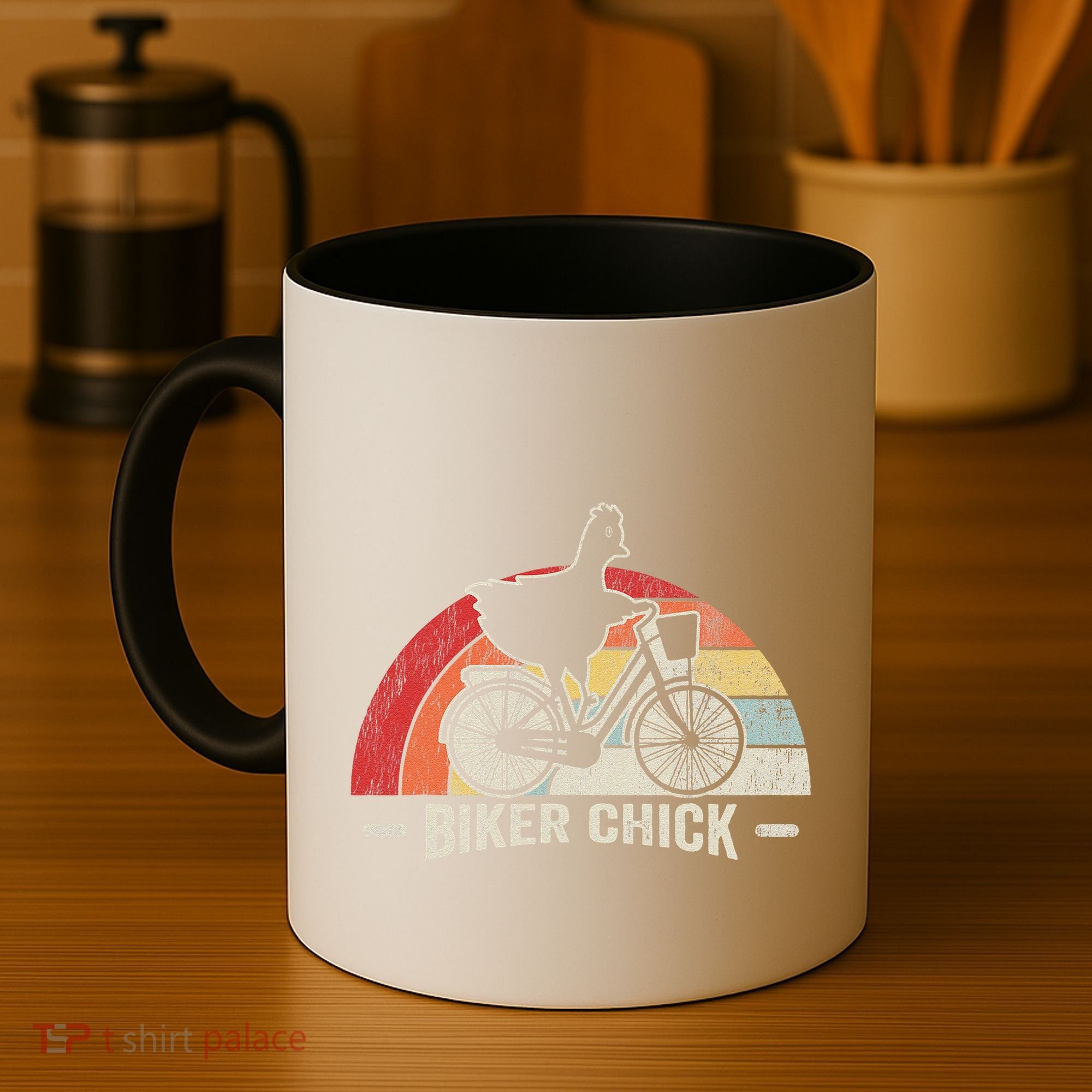 Biker Chick Funny Chicken Bicycle Art Coffee Mug