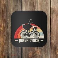 Biker Chick Funny Chicken Bicycle Art Coaster thumb 0